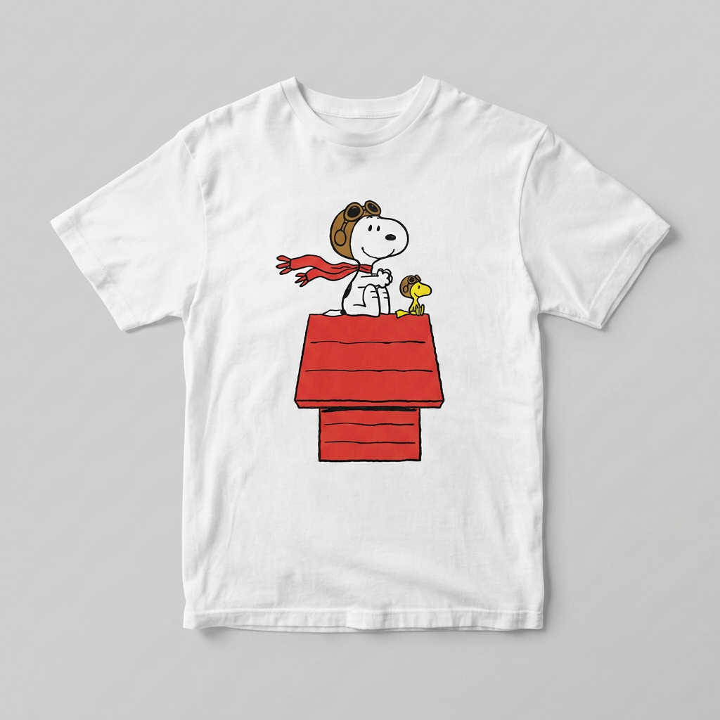 Mockup de polera Snoopy aviador